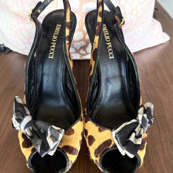 Emilio Pucci Ponyhair Slingback Platforms Baddie Luxury Animal Print Sz 9 - Picture 12 of 12